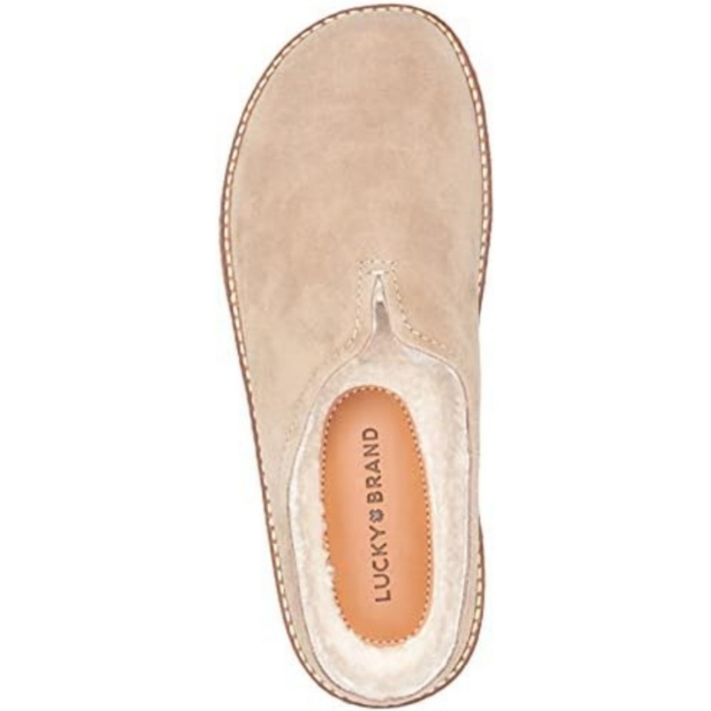🆕️ Lucky Brand Tamala2 Dune Mule Slippers Suede Faux Shearling Size 11 Tan